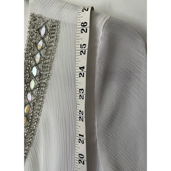DG2 Diane Gilman Sequin  Bead Embellished White Tunic size S Summer Glam Chic - Picture 9 of 12